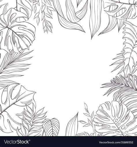 Background with hand drawn tropical plants sketch Vector Image