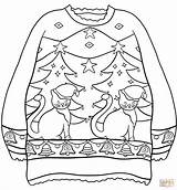 Sweater With Christmas Trees And Cats coloring Page  Free Printable sketch template