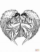 Two Angels coloring page  Free Printable Coloring Pages sketch template