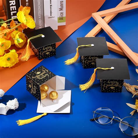 Buy 30 Pcs Black and Gold Graduation Party Favors Kids Graduation Gift Box Graduation Cap ...