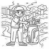 Premium Vector  Golf Golfer Choosing Club Isolated Coloring Page sketch template