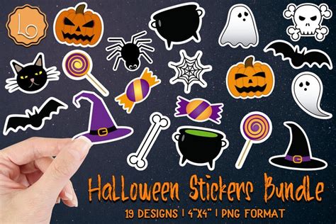 19 Printable Halloween Stickers Bundle