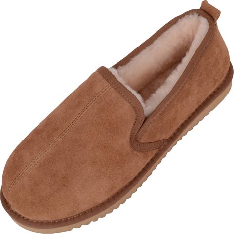 Amazon.com | House of Cambridge Mens Full Sheepskin Slippers with Flexible Lightweight Sole ...