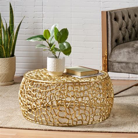Noble House Avelina Modern Handcrafted Aluminum Mesh Coffee Table, Gold - Walmart.com
