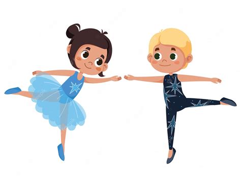 Ilustración de dibujos animados de vector de niño y niña de ballet Los ...