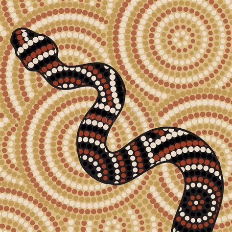 Foto acerca Pintura aborigen abstracta del punto de la serpiente en formato del vector ...