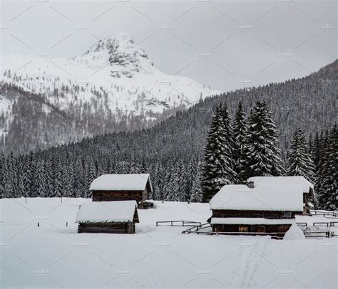 Winter village on a gloomy day | High-Quality Nature Stock Photos ~ Creative Market