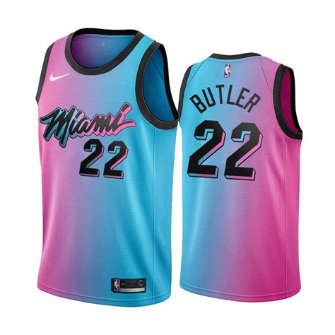 20/21 New Men Miami Heat Butler 22 blue pink city edition basketball jersey