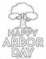 Printable Happy Arbor Day Tree Coloring Page sketch template