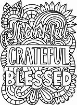 Thankful Grateful Blessed Motivational Coloring 7066814 Vector Art At  sketch template