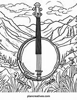Banjo Coloring Pages Fun Educational & Relaxing Activities  Plan sketch template