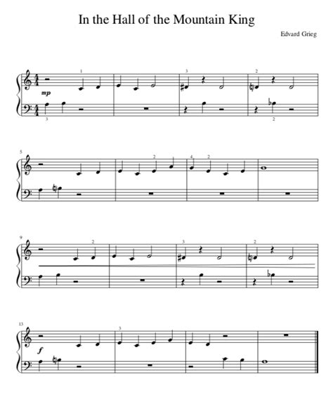 In the Hall of the Mountain King - Easy Sheet Music - La Touche Musicale