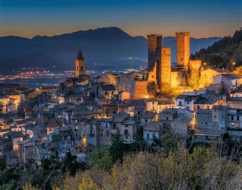 The beautiful village of Pacentro illuminated in the evening. #pacentro #abruzzo #abruzzi # ...