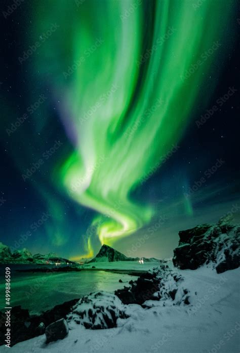 aurora borealis over the night sky Stock Photo | Adobe Stock