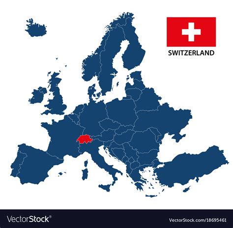 Map of europe with highlighted switzerland Vector Image