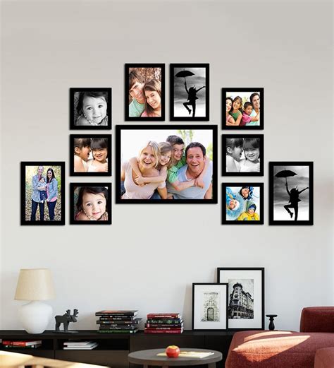 Buy Black Synthetic Wood wall photo frame set of 11 By Art Street Online - Collage Photo Frames ...