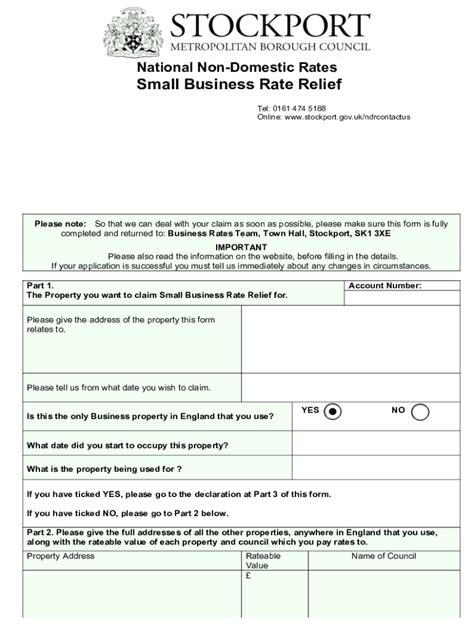 Fillable Online Small business rate relief form Fax Email Print - pdfFiller