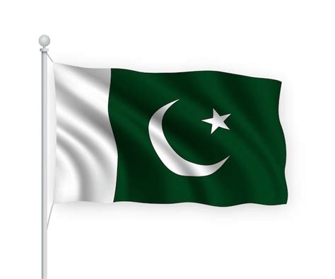 Premium Vector | Waving flag Pakistan on flagpole Isolated on white