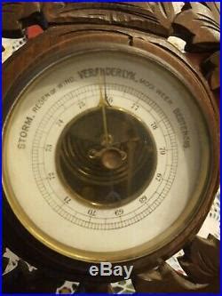 Antique Reaumur Scale Black Forest Wood Carving Barometer Thermometer | Barometers