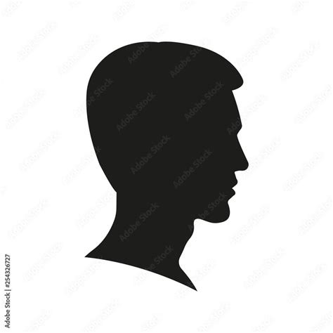 Man face silhouette. Profile view. Young Boy portrait. Male Head icon ...