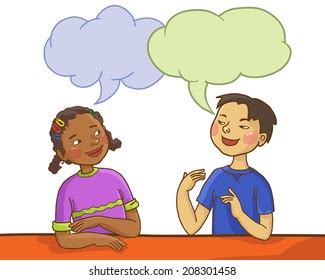 Two Kids Talking Together Speech Bubble Stock Vector (Royalty Free ...