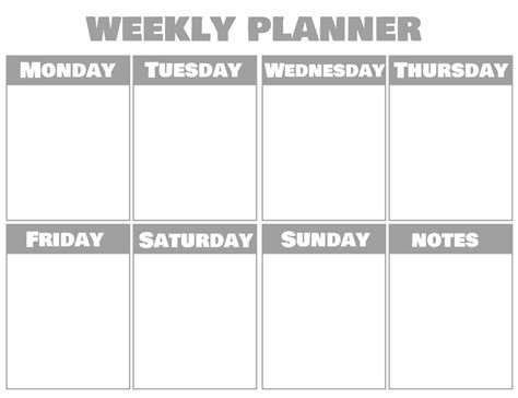 Blank weekly planner.Calendar template.Schedule for planning for the ...