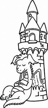 Dragon And Castle Coloring Page Pages sketch template