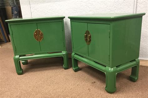 Mid Century Modern Lane Furniture Green Lacquer Nightstands - a Pair ...