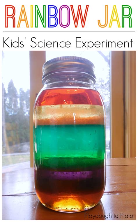 Awesome science project for kids! Pour a rainbow in a jar. Fun science project or STEM activity ...