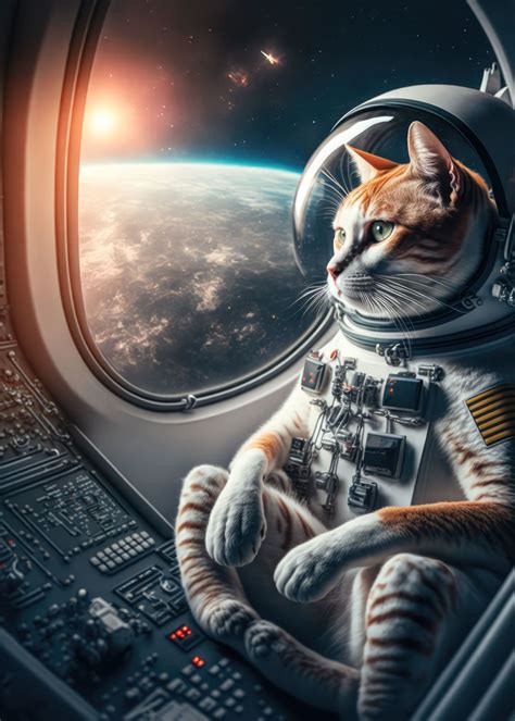 'cat astronaut in space' Poster, picture, metal print, paint by Freddie ...