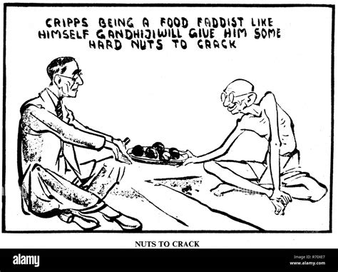 Mahatma Gandhi giving Sir Stafford Cripps hard nuts to crack, cartoon ...