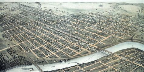 Historic old map shows bird’s eye view of Lawrence, KS in 1880