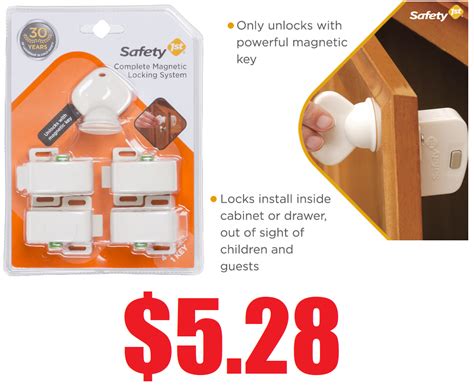Safety 1st Child Proof Magnetic Cabinet Locks (4 Locks + 1 Key) $5.28 + Free Shipping With ...