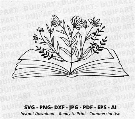 Flower Book SVG, Book Svg, Wildflower Svg, Cricut SVG, Doodle Book, Book Clipart, Teacher Svg ...