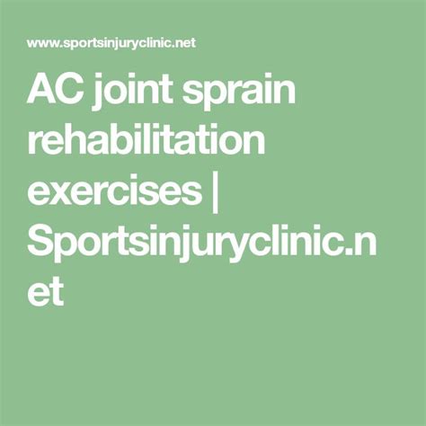 AC joint sprain rehabilitation exercises | Sportsinjuryclinic.net | Sprain, Rehabilitation ...