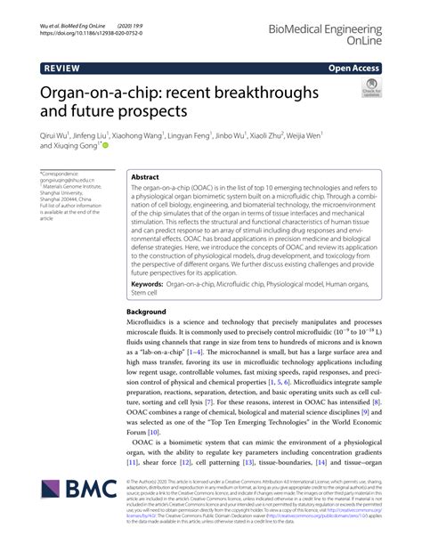 (PDF) Organ-on-a-chip: Recent breakthroughs and future prospects