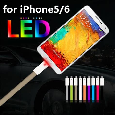 LED Fashion USB Charging Cable Sync Data Transfer Adapter Smart LED Light Connector Charger For ...