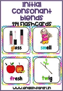 Initial Consonant Blends FlashCards by EnglishSafari | TpT