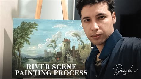 River scene - painting process - YouTube