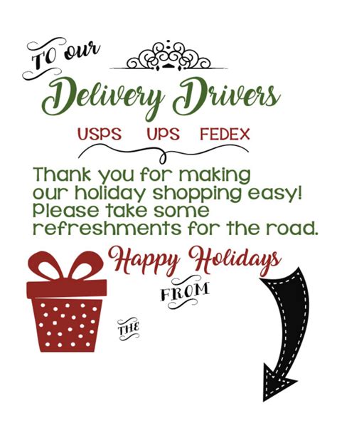 Free Printable Thank You Signs For Delivery Drivers - Printable Word Searches