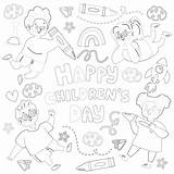 Printable Happy Childrens Day Coloring Page  Mimi Panda sketch template