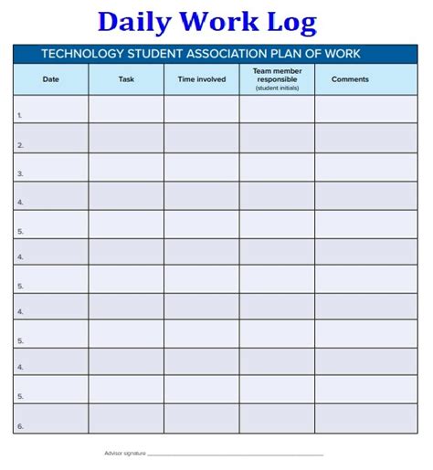 Daily Work Log Template | Free Log Templates