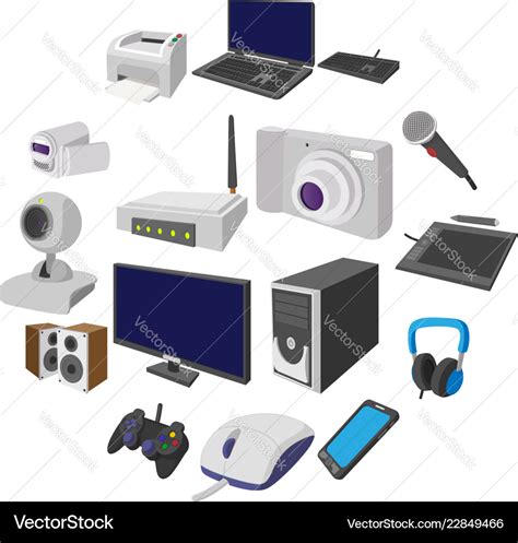 Technology and devices cartoon icons set Vector Image