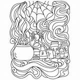 Premium Vector  Halloween coloring Page Meditative Patterns Cauldron sketch template