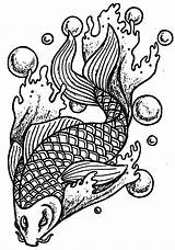 pisces coloring Page Adult Line Art  Printable sketch template