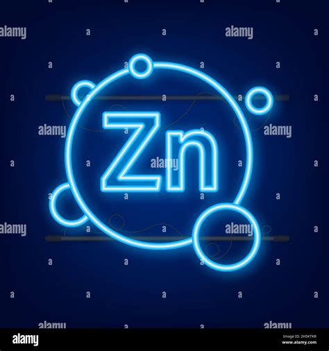 Zn, zinc for healthcare neon sign. Vitamin complex. Healthcare concept. Food concept. Organic ...