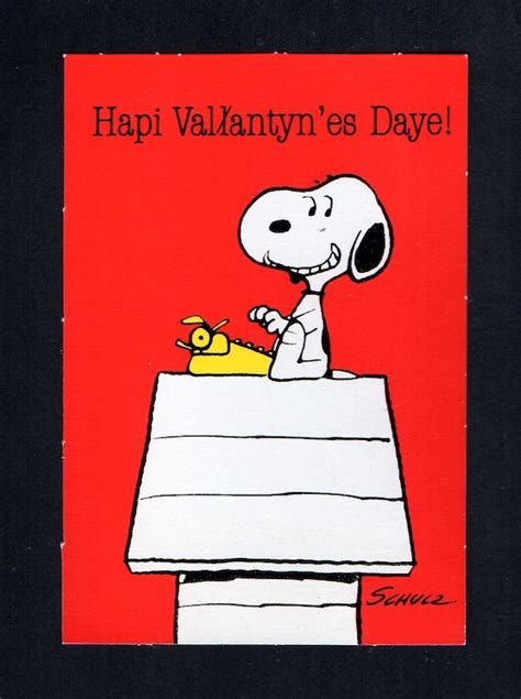 Vintage Peanuts Valentine Card SNOOPY At Yellow Typewriter | Etsy