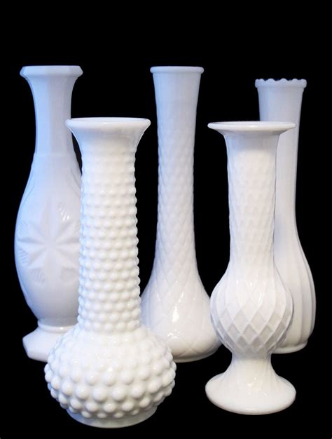 Vintage Milk Glass Vases The Molly Collection Set of 5