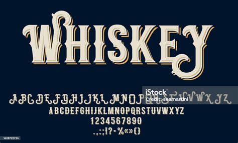 Vintage Whiskey Label Font Alcohol Drinks Type Stock Illustration - Download Image Now ...