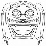 Chinese Lion Mask Template sketch template